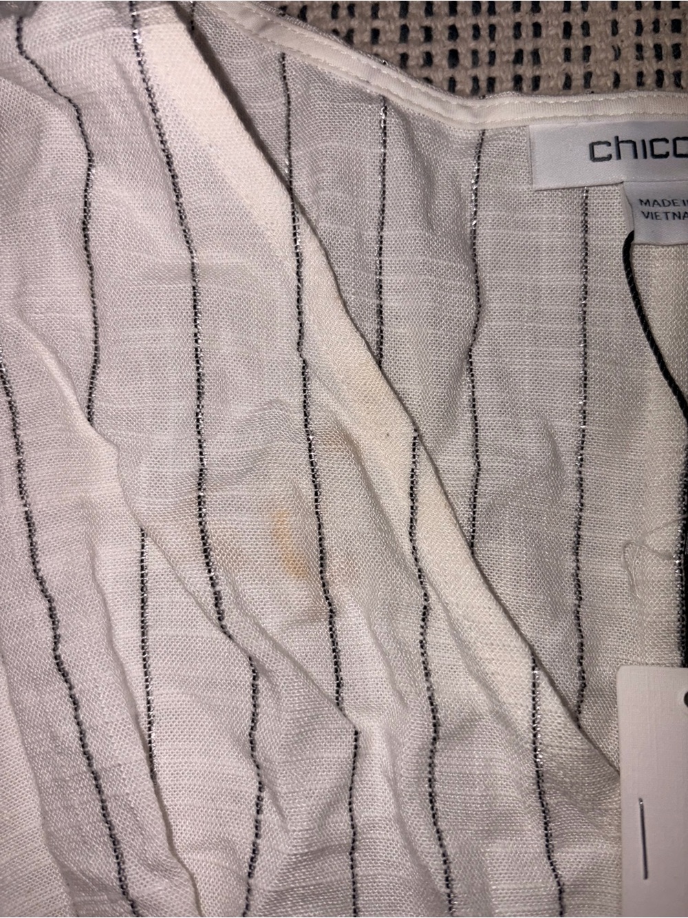 CHICO'S Women's Metallic Striped Maxi Dress Size 2 In Ecru - Picture 6 of 9